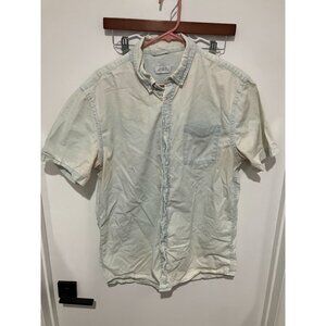Saturdays New York City Men's Button Down Shirt, White/Blue, Size XL